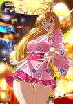  00s 1girl bare_legs breasts female ikkitousen kimono large_breasts long_hair looking_at_viewer no_bra smile sonsaku_hakufu 