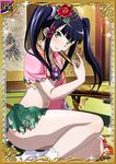  00s 1girl bare_legs card_(medium) female ikkitousen kimono long_hair looking_at_viewer saji_genpou_(true) smile twintails 