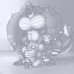  anal anal_penetration balls big_(disambiguation) big_penis bowser cum cum_inside cum_on_penis dragon feet koopa male male/male mario_bros muscular muscular_male nintendo overweight pecs penetration penis scalie sex smile video_games xinwan 