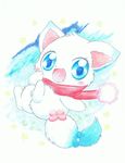  arctic_fox blue_eyes blush bracelet canine cute fluffy fluffy_tail fox fur furari jewelpet jewelry larimar long_tail mammal scarf semi-anthro star white_fur 