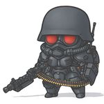  ammunition_belt chibi gas_mask gun helmet jin_roh lowres machine_gun male_focus onmitsu_doushin_a power_armor protect-gear solo weapon 