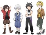  animal_ears black_hair blake_belladonna blonde_hair blue_eyes boots brown_hair cat_ears catboy genderswap genderswap_(ftm) goggles goggles_on_head grin male_focus multiple_boys nagasawa_(tthnhk) purple_eyes ruby_rose rwby scar silver_eyes smile weiss_schnee white_hair yang_xiao_long yellow_eyes younger 