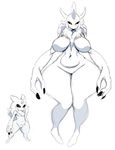  alien belly big_breasts black_nails black_sclera breasts colored_nails duo evil_face female horn huge_hips mane navel nude null_(sssonic2) simple_background smile sssonic2 thick_thighs wide_hips 