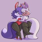  2016 amber_eyes anthro armpits big_breasts big_butt bow_tie breast_grab breast_squish breasts bunny_costume butt cat cats_don&#039;t_dance crossover duo fake_ears fake_rabbit_ears feline female fifi_la_fume fluffy fluffy_tail fur hair hair_over_eye hand_behind_head hand_on_breast joelasko mammal multicolored_fur on_one_leg pattern_background purple_fur purple_hair raised_arm rear_view sawyer_(cats_don&#039;t_dance) simple_background skunk smile standing thick_thighs tiny_toon_adventures two_tone_fur warner_brothers white_fur wide_hips 