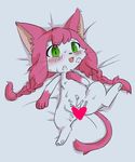  artist_request cat cat_busters censored character_request cum furry green_eyes heart_censor long_hair pink_hair pussy 