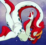  blue_skin breasts butt capricorn ch&acirc;teau_de_monster demi demi_(ch&acirc;teau_de_monster) female fin hair hooves monster_girl_(genre) my_pet_tentacle_monster nipples red_hair solo swimming webbed_hands yellow_eyes 