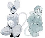  2016 anthro clothed clothing crossdressing crouching girly looking_at_viewer male mammal mouse rodent sketch vimhomeless 