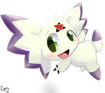  ambiguous_gender blush calumon clyndemoon digimon feral fur green_eyes hi_res open_mouth simple_background smile solo video_games white_background 