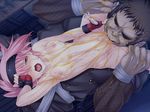  1boy 1girl black_lilith breasts cum cum_in_pussy female game_cg hetero hotarubi_(misao) misao_~injoku_ninpouden~ moaning nipples nobushito_kuro nude oral peeing pink_hair pussy pussy_juice sweat vaginal 