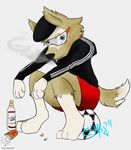  alcohol anthro ball beverage blue_eyes canine cigarette clothed clothing digital_media_(artwork) eyewear fifa fur goggles mammal mascot russia russian slav smoking soccer soccer_ball sport tracksuit vodka wolf zabivaka 