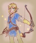  1boy arrow artist_request belt blonde_hair bow_(weapon) earrings gloves link male_focus quiver solo the_legend_of_zelda the_legend_of_zelda:_breath_of_the_wild weapon 