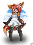  2016 amputee anthro artist-apprentice587 black_fur blush canine clothing collar cybernetics dress fangs female flower fox fur hi_res looking_at_viewer machine mammal plant zzvinniezz 