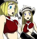  2girls blonde_hair blue_eyes elizabeth_thompson multiple_girls patricia_thompson simple_background soul_eater 