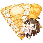  :d ahoge black_eyes brown_hair chibi commentary_request cream crepe detached_sleeves food hinata_yuu ice_cream kantai_collection kongou_(kantai_collection) long_hair looking_at_viewer nontraditional_miko object_hug open_mouth pleated_skirt simple_background skirt smile solo white_background 