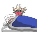  bad_id bad_twitter_id blanket book bug closed_eyes cockroach crescent gen_3_pokemon gen_7_pokemon holding holding_book insect legendary_pokemon no_humans open_book pheromosa pillow pleo pokemon pokemon_(creature) reading shedinja simple_background sleeping tiara ultra_beast white_background 