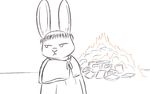  2016 anthro bonfire book book_burning clothed clothing disney female fire judy_hopps lagomorph mammal monk rabbit restricted_palette robe shaved_head simple_background solo tggeko tonsure white_background zootopia 