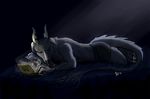 3ds anthro aquaticas athletic bed butt clothed clothing digital_media_(artwork) dragon eastern_dragon eyes_closed lying male nintendo on_bed simple_background sleeping solo topless underwear video_games whiskers 