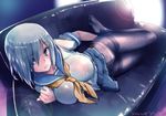  artist_name backlighting bangs black_legwear breasts commentary couch crotch_seam dated eyebrows_visible_through_hair eyes_visible_through_hair full_body hair_ornament hair_over_one_eye hairclip hamakaze_(kantai_collection) kantai_collection large_breasts looking_at_viewer lying neckerchief no_shoes on_couch on_side panties panties_under_pantyhose pantyhose pleated_skirt revision school_uniform serafuku short_hair signature silver_hair skirt skirt_lift solo thighband_pantyhose ugeppa underwear white_panties yellow_neckwear 