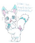  arctic_fox blue_eyes blue_fur blush bracelet breasts canine chest_tuft cute female fluffy fluffy_tail fox fur japanese_text jewelpet jewelry larimar mammal multicolored_fur necklace snowflake text translation_request tuft two_tone_fur white_fur のうせん 