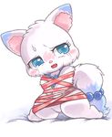  arctic_fox bdsm blue_eyes blue_fur blush bondage bound bracelet canine fluffy fluffy_tail fox fur jewelpet jewelry larimar mammal multicolored_fur necklace simple_background snowflake tears two_tone_fur white_background white_fur のうせん 