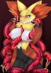  2016 anthro breasts cheezayballz cum delphox female nintendo nipples nude pok&eacute;mon pussy tentacles tongue tongue_out video_games 