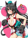  animal_ear_fluff animal_ears ar_(lover_boy) armpits bangs bare_shoulders black_gloves black_hair blush breasts brown_hair cat_ears choker choukai_(kantai_collection) cleavage collarbone cowboy_shot downblouse fang from_side glasses gloves gradient_skirt hair_ornament hairclip hat headgear highres kantai_collection kemonomimi_mode large_breasts leaning_forward long_hair looking_at_viewer looking_to_the_side maya_(kantai_collection) minigirl multiple_girls neckerchief parted_lips paw_gloves paws pleated_skirt red_eyes remodel_(kantai_collection) rimless_eyewear school_uniform serafuku short_hair skirt sleeveless smile tail x_hair_ornament 