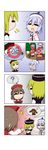  /\/\/\ 3girls 4koma =_= ? absurdres blonde_hair blush_stickers bowl brown_hair comic crossed_arms crossed_out dog eating feeding flying_sweatdrops gradient gradient_background hand_on_own_face hat highres lavender_hair long_sleeves lunasa_prismriver lyrica_prismriver merlin_prismriver multiple_girls pet_bowl puppy rakugaki-biyori short_hair silent_comic sleeping solid_oval_eyes spoken_animal spoken_object spoken_person spoken_question_mark sweat sweatdrop touhou under_covers 