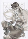  2016 anthro boots clothed clothing controller english_text fingerless_gloves footwear game_controller gloves hat lagomorph looking_at_viewer male mammal miles_df monochrome pants rabbit shirt signature smile solo tank_top text traditional_media_(artwork) 