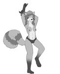  anthro areola armpits barefoot breasts clothed clothing cogs90210 female folly greyscale hat hot_pants mammal mattumby monochrome red_panda simple_background tagme topless white_background 