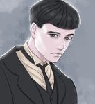  black_eyes black_hair credence_barebone fantastic_beasts_and_where_to_find_them grey_background male_focus necktie solo upper_body yunzhi-zz 