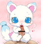  &lt;3 arctic_fox bestiality blue_eyes blush breath canine censor_bar censored feral fox fur human humanoid_penis jewelpet koriko larimar mammal open_mouth penis pink_background saliva simple_background sweat white_fur 