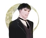  1boy artist_name black_eyes black_hair credence_barebone fantastic_beasts_and_where_to_find_them necktie simple_background solo teeth upper_body white_background 