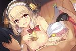  1girl apricot_(flower_knight_girl) bell blonde_hair breasts censored dreamlight2000 flower_knight_girl game_cg hetero horn_ornament large_breasts looking_at_another mosaic_censoring official_art penis sex solo_focus vaginal 