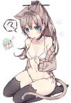  :o ? animal_ears bad_anatomy bell bell_choker black_legwear blue_eyes blush bra breasts cat_ears cat_tail choker cleavage green_hair groin highres kantai_collection kumano_(kantai_collection) kvlen long_hair medium_breasts multiple_girls panties partially_undressed side-tie_panties suzuya_(kantai_collection) tail thighhighs underwear white_bra white_panties yuri 