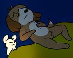  3_toes animal_crossing anthro balls canine digby_(animal_crossing) dog eyes_closed flaccid fur hair lying male mammal nintendo nishi nude on_back penis short_hair simple_background sleeping toes video_games 