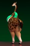  2016 3d_(artwork) anthro anthroanim big_breasts breasts clothed clothing digital_media_(artwork) female fur giraffe hair huge_breasts hyper hyper_breasts kenja_giraffe mammal simple_background smile solo standing wide_hips 