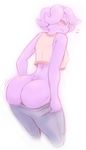  angstrom big_butt black_sclera blush breasts butt clothing female monster pants pink_eyes purple_body shirt simple_background solo tentacles undertale video_games white_background 