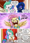  blue_eyes comic english_text equine eyelashes feathered_wings feathers female feral fluttershy_(mlp) friendship_is_magic group hair hooves horn mammal my_little_pony mysticalpha open_mouth pegasus pink_eyes pink_hair princess_celestia_(mlp) princess_luna_(mlp) smile teeth text tongue winged_unicorn wings 