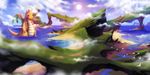  ambiguous_gender cloud detailed_background dragon dragonite feral membranous_wings neytirix nintendo nude partially_submerged pok&eacute;mon sky solo standing video_games water wings 