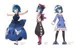  backpack bag black_legwear blue_eyes blue_hair blush chinchou chinchou_(cosplay) cosplay full_body gen_2_pokemon gen_7_pokemon hairband hat outstretched_arms pokemon pokemon_(creature) pokemon_(game) pokemon_sm pyukumuku pyukumuku_(cosplay) short_hair suiren_(pokemon) tamagokake_candy thighhighs translation_request trial_captain white_background wishiwashi wishiwashi_(cosplay) 