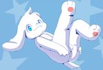  anthro anus asriel_dreemurr balls blue_background blue_eyes caprine cub fur goat hindpaw invalid_color looking_at_viewer lying male mammal nude on_back paws quilaru11 simple_background solo star undertale video_games young 