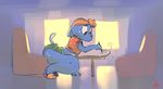  anthro big_thighs blue_fur breasts butt cartoon_network cat cleaning clothed clothing dusting feline female fur half-shirt kneeling mammal mature_female midriff mother musikalgenius nicole_watterson parent shorts slippers solo sweat the_amazing_world_of_gumball underwear whiskers 