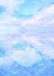  absurdres aose_akira artist_name bad_id bad_pixiv_id bare_back bishoujo_senshi_sailor_moon cloud dress facial_mark flower forehead_mark gradient highres lavender long_dress long_hair moon neo_queen_serenity rose signature silver_hair sky solo sparkle tsukino_usagi very_long_hair water white_dress white_flower white_rose 