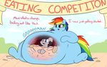  belly big_belly blue_fur cutie_mark duo english_text equine feathered_wings feathers female friendship_is_magic fur graphene hair hooves horse long_hair mammal multicolored_hair my_little_pony open_mouth oral_vore overweight pony purple_eyes rainbow_dash_(mlp) size_difference smile teeth text thick_thighs tongue tongue_out vore wide_hips wings 
