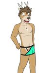  anthro boxers_(clothing) bulge cervine clothing deer fuze horn jockstrap male mammal pose solo underwear 
