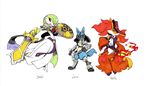  armor delphox fire gardevoir gen_3_pokemon gen_4_pokemon gen_6_pokemon lucario pokemon pokemon_(creature) red_eyes sword twisted-wind weapon 