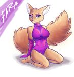  anthro canine clothed clothing eyeshadow fara_phoenix female fennec fox gloves kneeling looking_at_viewer makeup mammal nintendo shiroiwolf smile solo star_fox tight_clothing video_games 