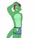  alligator anthro armpits bulge clothing crocodilian fangs fuze male pose reptile scalie smile solo underwear 
