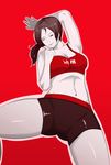  1girl ass breasts grey_hair lesseinsanimer looking_at_viewer nintendo ponytail red super_smash_bros. wii_fit wii_fit_trainer 