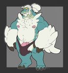  2016 3_toes anthro bulge claws clothing dragon drampa hair kokoro-doll lucio male muscular navel nintendo nipples pecs penis pok&eacute;mon pok&eacute;morph solo standing toes underwear vein veiny_penis video_games white_hair 